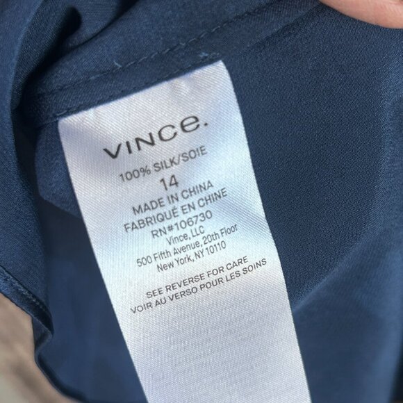 Vince Winter Tie Dye Silk Blouse In Hydra, Navy, Size 14 NWT $345 - Picture 4 of 11